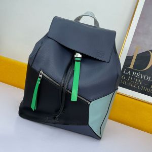 Loewe Puzzle Backpack In Grained Calfskin Navy Blue/Sky Blue