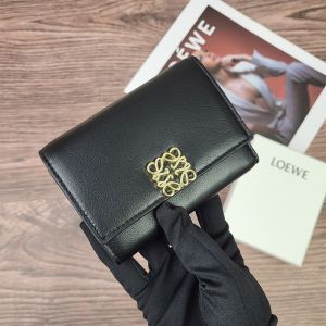 Loewe Small Anagram Trifold Wallet In Classic Calfskin Black