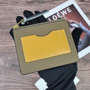 Loewe Small Coin Cardholder In Grained Calfskin Khaki