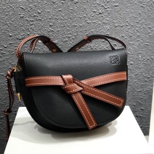 Loewe Small Gate Bag In Grained Calfskin Black