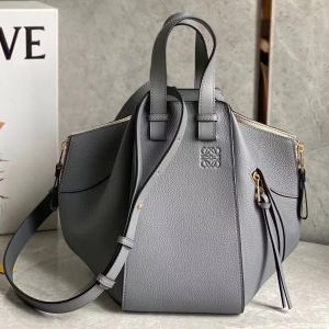 Loewe Small Hammock Bag In Grained Calfskin Grey