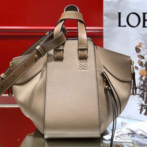 Loewe Small Hammock Bag In Grained Calfskin Khaki