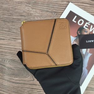 Loewe Small Puzzle Zip Around Wallet In Classic Calfskin Brown