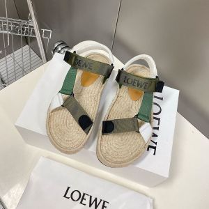 oewe Strappy Espadrille Sandals Women Nylon In Beige/Green