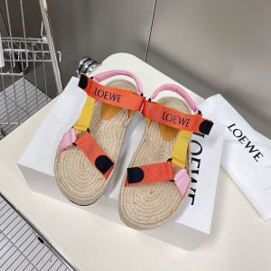 oewe Strappy Espadrille Sandals Women Nylon In Beige/Orange