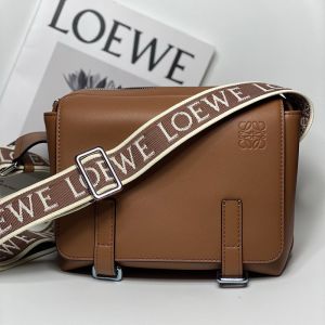 Loewe XS Military Messenger with Jacquard Strap In Smooth Calfskin Brown