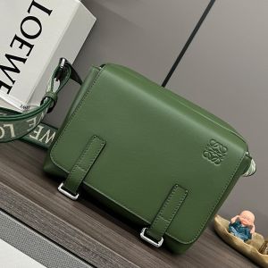 Loewe XS Military Messenger with Jacquard Strap In Smooth Calfskin Green