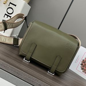 Loewe XS Military Messenger with Jacquard Strap In Smooth Calfskin Military Green