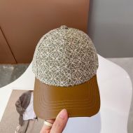 Loewe Anagram Cap Jacquard and Calfskin In Green/Khaki