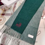 Loewe Bicolour Scarf Cashmere In Green/Grey