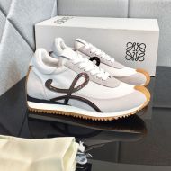 Loewe Flow Runner Sneakers Unisex Nylon And Suede In White/Coffee