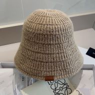 Loewe Logo Knit Bucket Hat In Beige