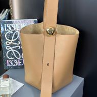 Loewe Medium Pebble Bucket Bag In Mellow Calfskin Camel