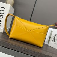 Loewe Puzzle Fold Wash Bag In Shiny Calfskin Yellow