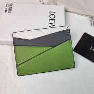 Loewe Puzzle Plain Cardholder In Classic Calfskin Green/Marble