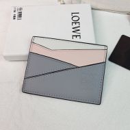 Loewe Puzzle Plain Cardholder In Classic Calfskin Grey/Cherry