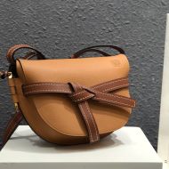 Loewe Small Gate Bag In Grained Calfskin Brown