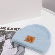 Loewe Anagram Knit Beanie Hat Wool In Sky Blue