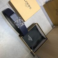 Loewe Anagram Reversible Belt Smooth Calfskin In Navy Blue