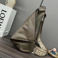 Loewe Anton Sling with Jacquard Strap In Smooth Calfskin Khaki