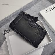 Loewe Coin Cardholder In Grained Calfskin Black