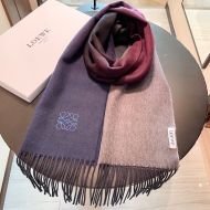 Loewe Degrade Cashmere Scarf In Navy Blue/Grey