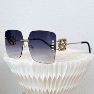 Loewe LW40050U Oversize Square Metal Sunglasses In Purple