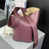 Loewe Medium Pebble Bucket Bag In Mellow Calfskin Burgundy