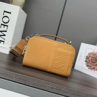 Loewe Mini Camera Crossbody Bag with Jacquard Strap In Satin Calfskin Camel