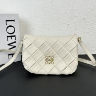 Loewe Mini Goya Puffer Bag In Pleated Calfskin White