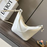 Loewe Mini Hammock Hobo Bag In Classic Calfskin White