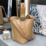 Loewe Mini Pebble Bucket Bag In Mellow Calfskin Camel