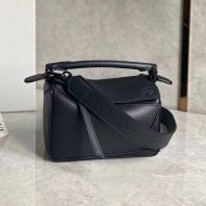 Loewe Mini Puzzle Bag In Satin Calfskin Black