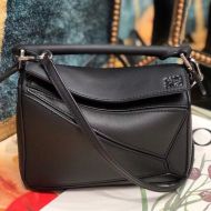 Loewe Mini Puzzle Bag In Grained Calfskin Black