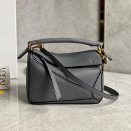 Loewe Mini Puzzle Bag In Grained Calfskin Grey