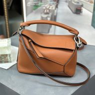 Loewe Mini Puzzle Edge Bag In Grained Calfskin Brown