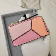 Loewe Puzzle Coin Cardholder In Classic Calfskin Cherry/Pink