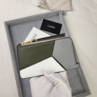 Loewe Puzzle Coin Cardholder In Classic Calfskin Military Green/White