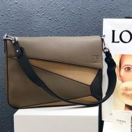 Loewe Puzzle Messenger In Patchwork Calfskin Apricot/Brown