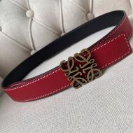 Loewe Reversible Anagram Belt Togo Calfskin In Red