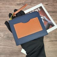 Loewe Small Coin Cardholder In Grained Calfskin Navy Blue