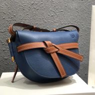 Loewe Small Gate Bag In Grained Calfskin Navy Blue