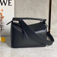 Loewe Small Puzzle Bag In Satin Calfskin Black