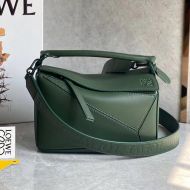 Loewe Small Puzzle Bag In Satin Calfskin Green