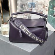 Loewe Small Puzzle Bag with Jacquard Strap In Satin Calfskin Purple