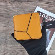 Loewe Small Puzzle Zip Around Wallet In Classic Calfskin Yellow