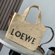 Loewe Small The LOEWE Font Tote In Raffia Beige