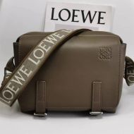 Loewe XS Military Messenger with Jacquard Strap In Smooth Calfskin Khaki