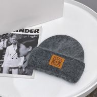 Loewe Anagram Knit Beanie Hat Wool In Grey