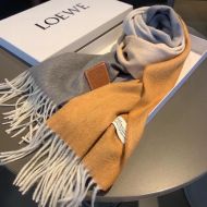 Loewe Color Block Cashmere Scarf In Grey/Multicolor